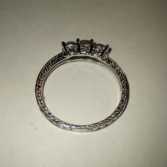 REDUCED!  Antique Style Three-Stone Diamond Ring - Picture 5 of 6